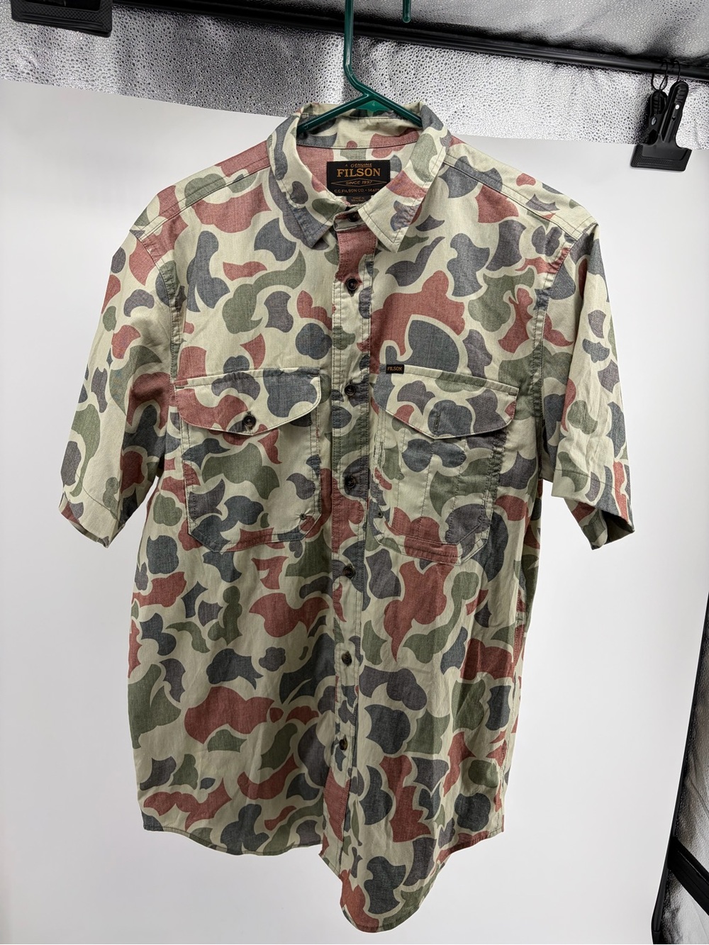 Filson Short-Sleeve Camo Button-Down Shirt - Green/Brown/Gray